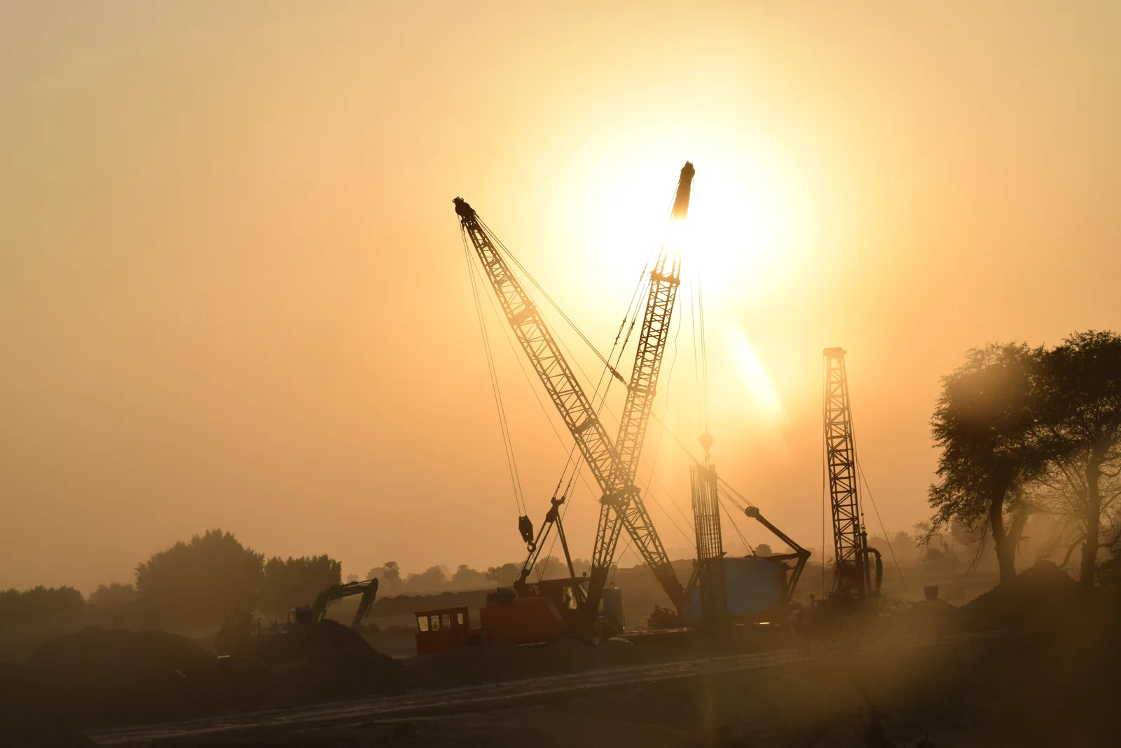 Construction activity in Pakistan photographed from a distance