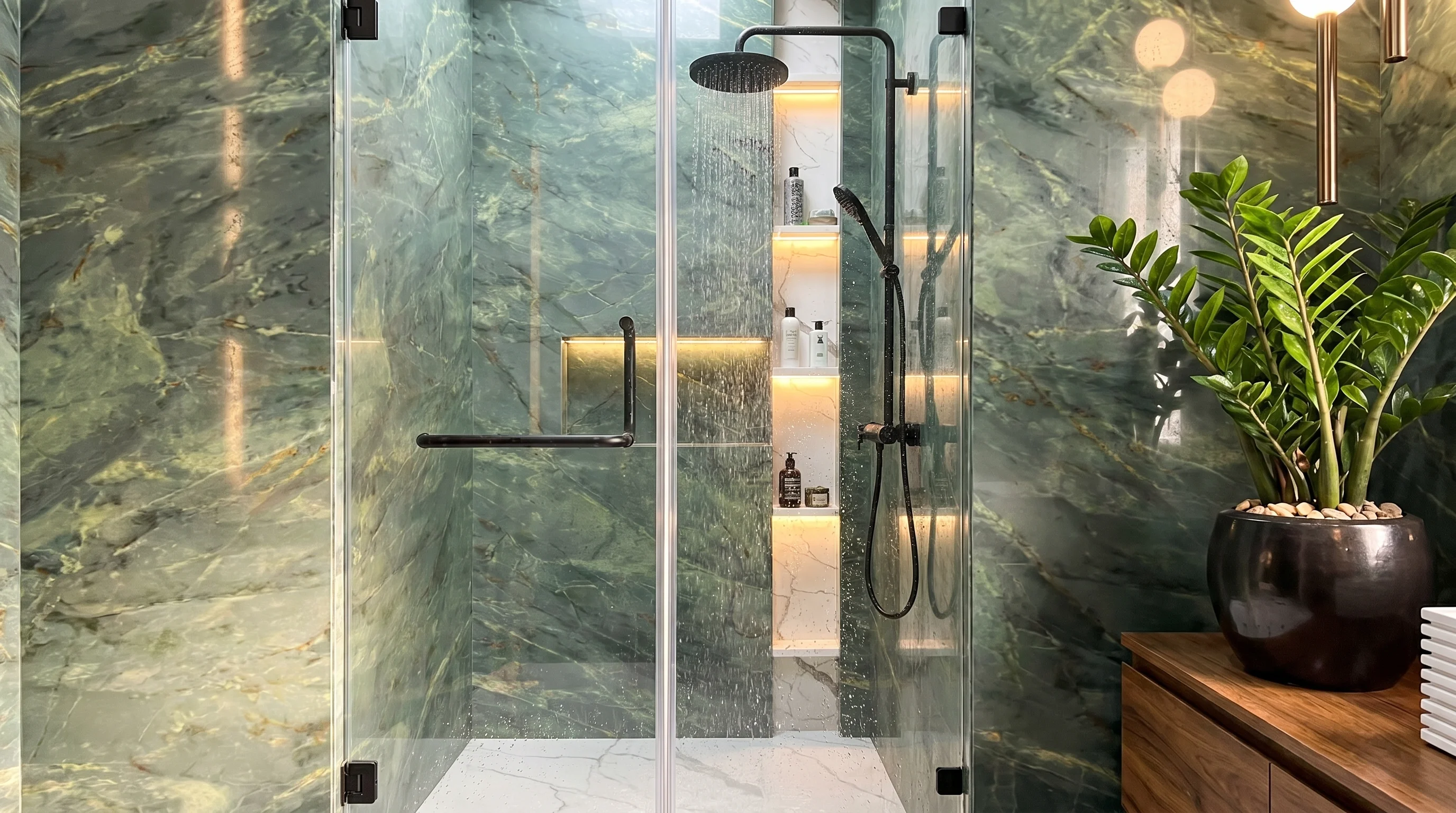 Quarzite Jadore and Calacatta Unique Bathroom gallery image 2