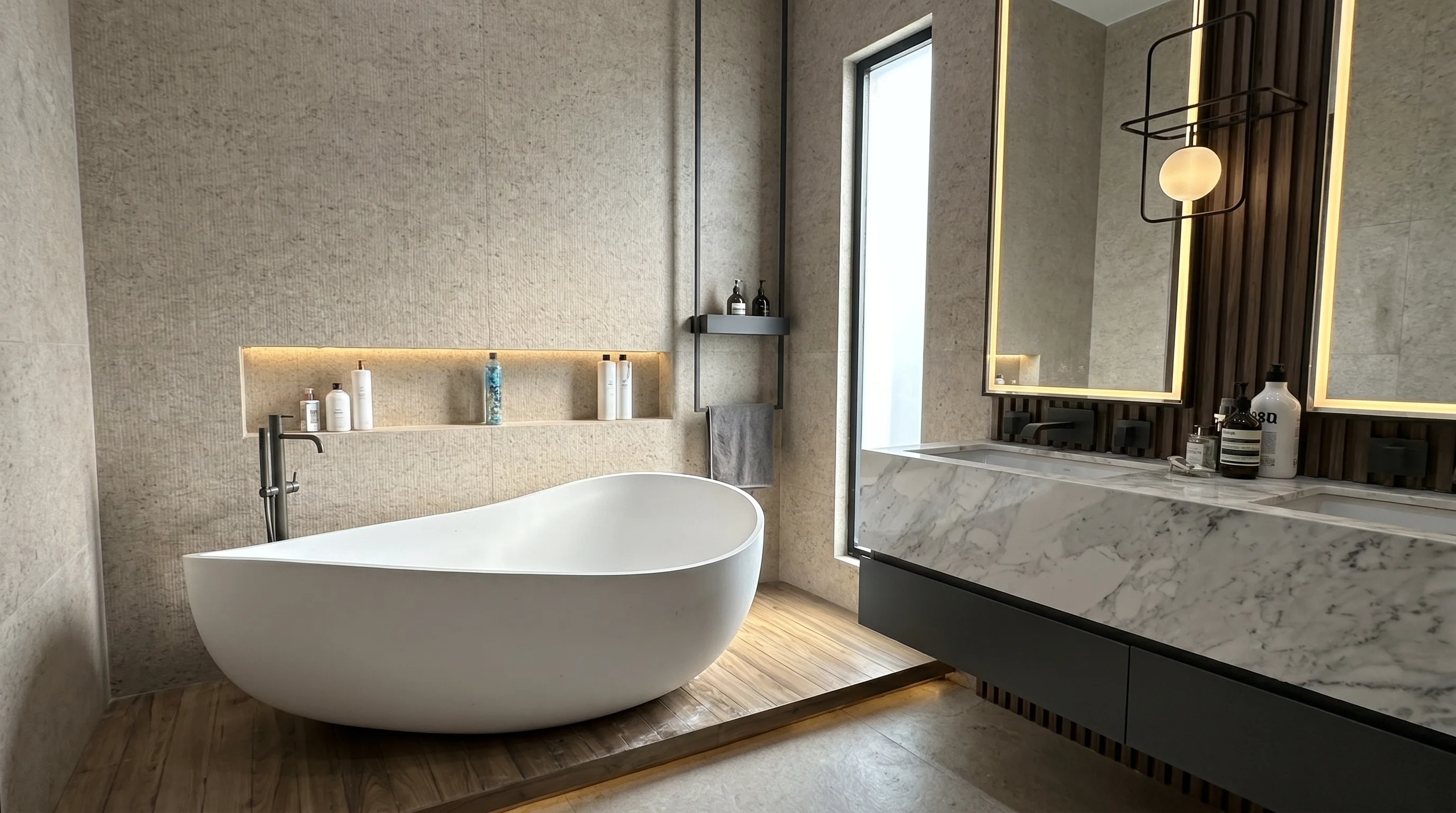 Calcario Line Lg and Rivira Toupey Bathroom gallery image 2