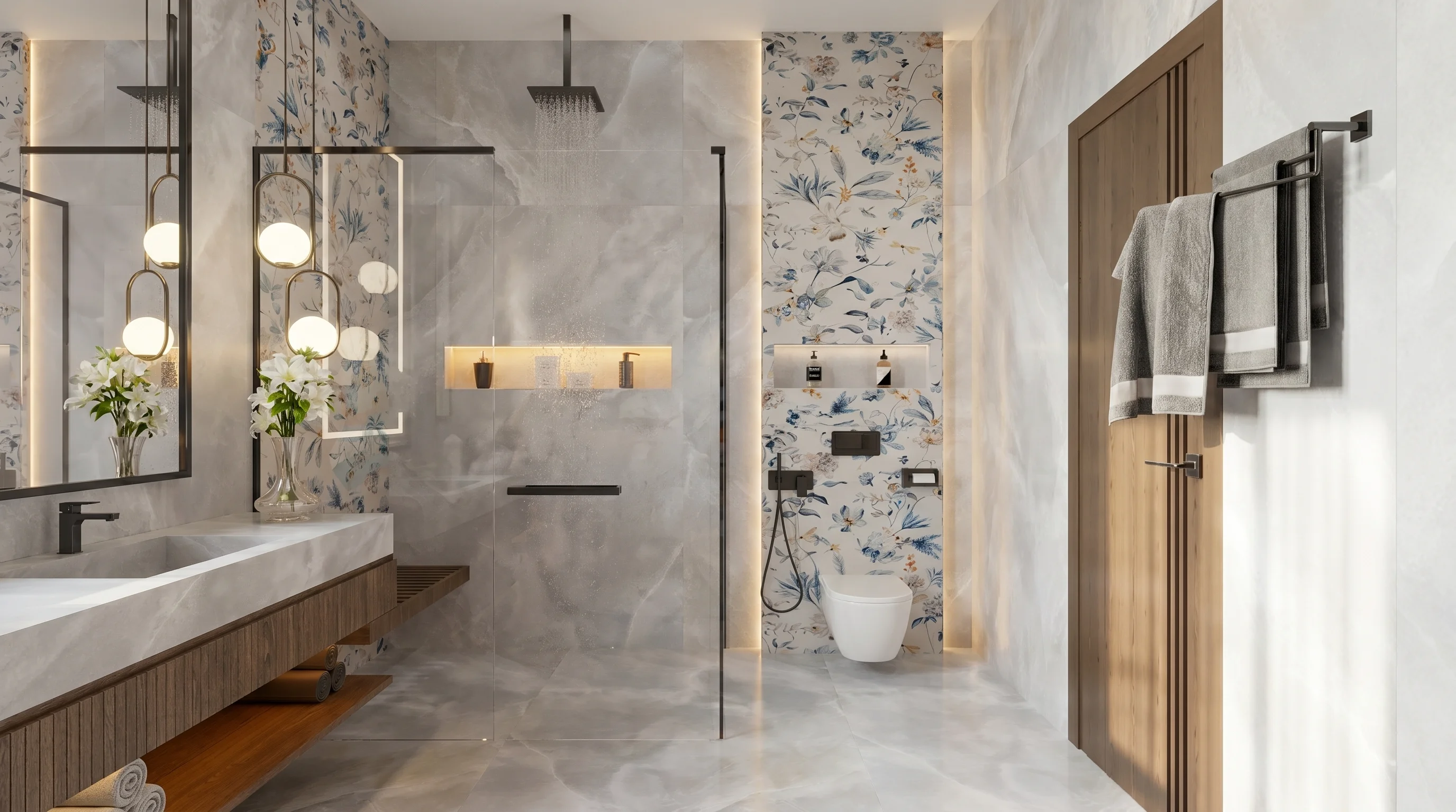 Delana Gris and Jasmine Tile Bathroom gallery image 3