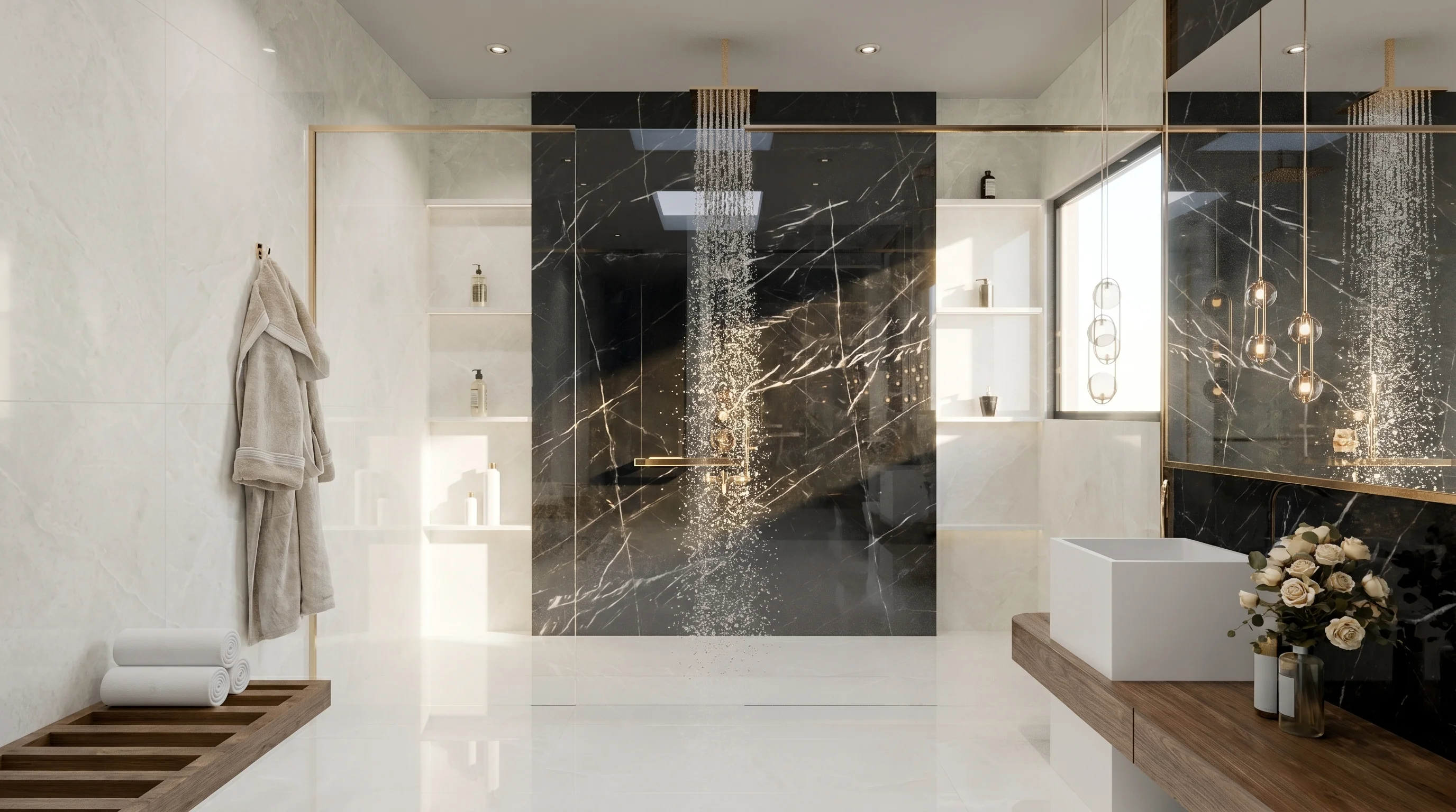 Onyx White and Marquina Black Bathroom gallery image 2