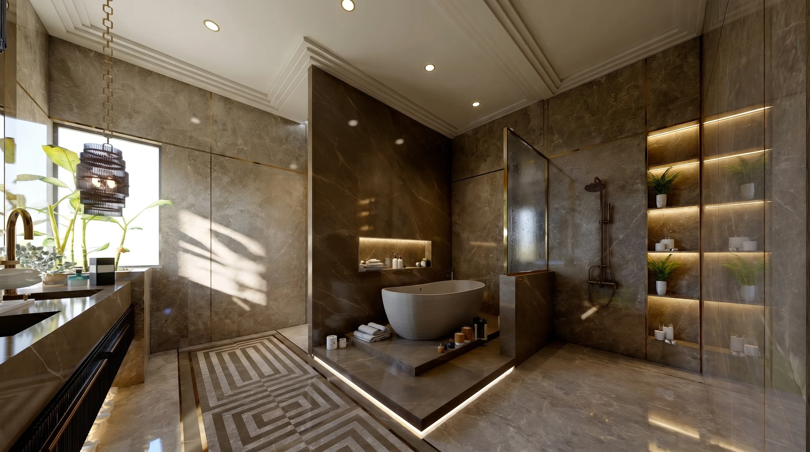 Lux Pulpis Natural and Bayona Moka Natural Bathroom gallery image 2