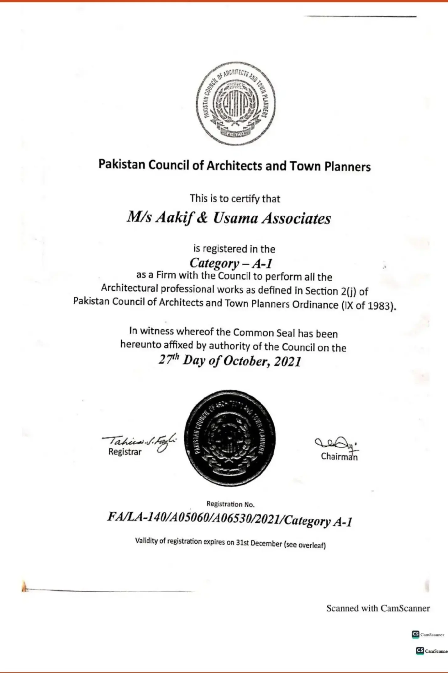 IAP Registration Certificate